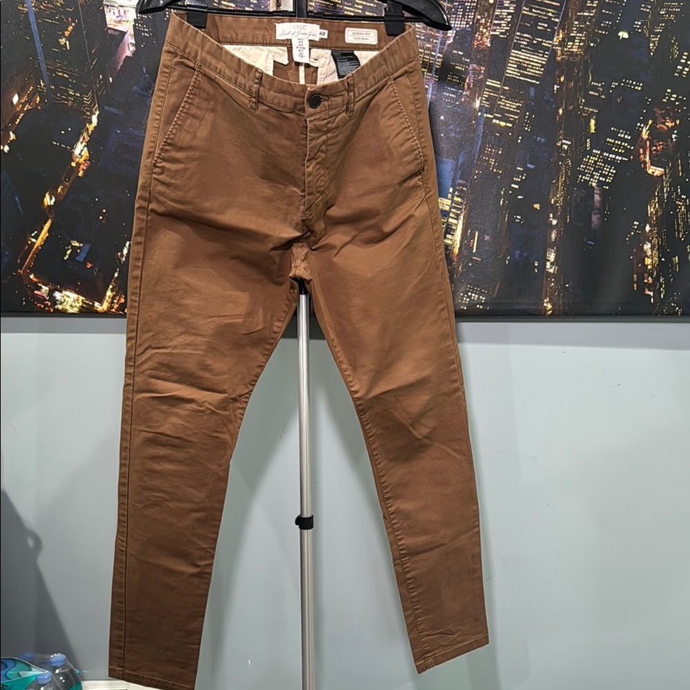 Unbranded Men's Brown Slim Chino Pants